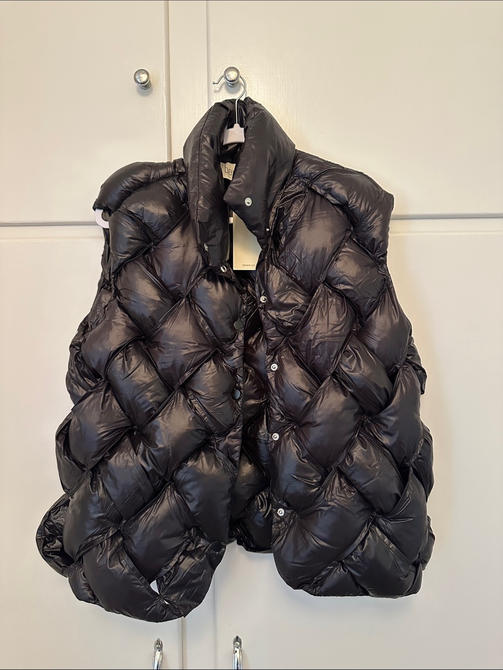NWT Benaar Black Quilted Oversized Woven Puffer Vest
